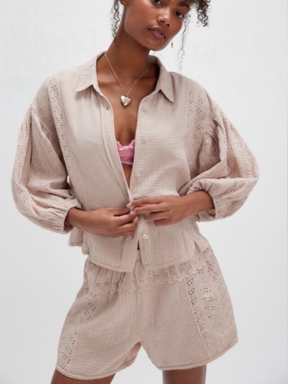 NWOT Free People Intimately Full Bloom Shirt/ Boxer set